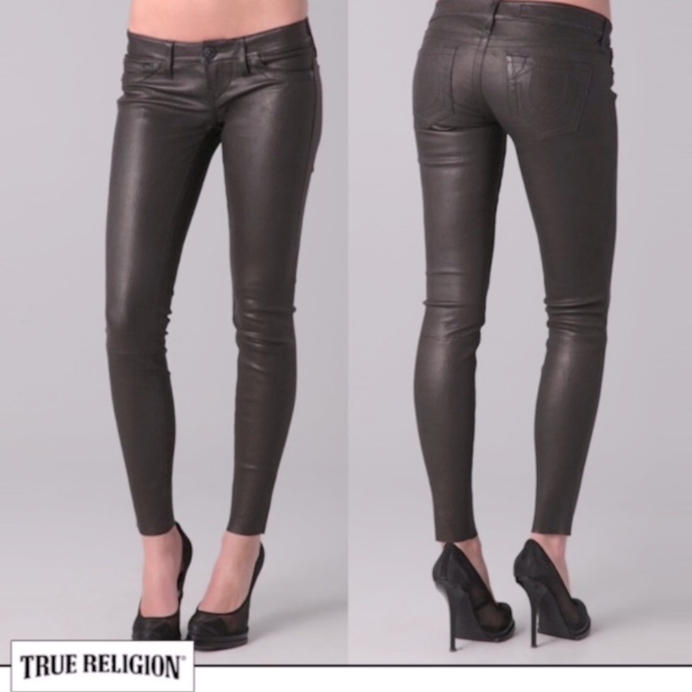 True Religion Lambskin Leather Stretchy Skinny Jeans w/ Buffy Rockstar Vibes